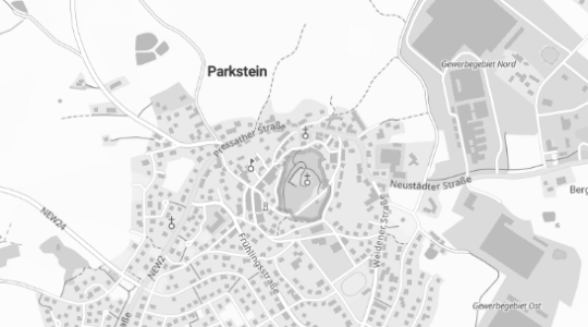 Ausschnitt der Webkarte Bayern in Graustufen vom Gebiet Parkstein